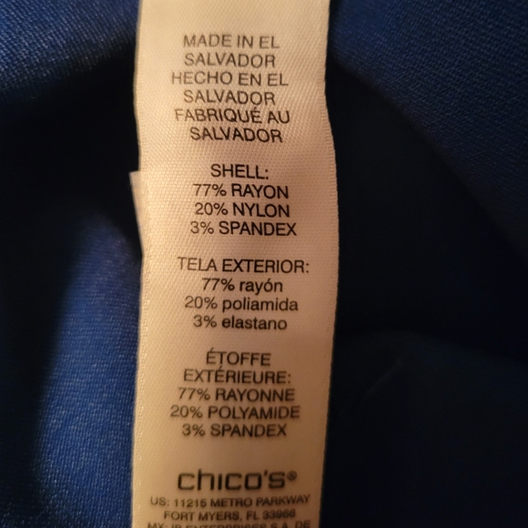 NWT Chico's Vibrant Blue Ankle Pants - Picture 10 of 11